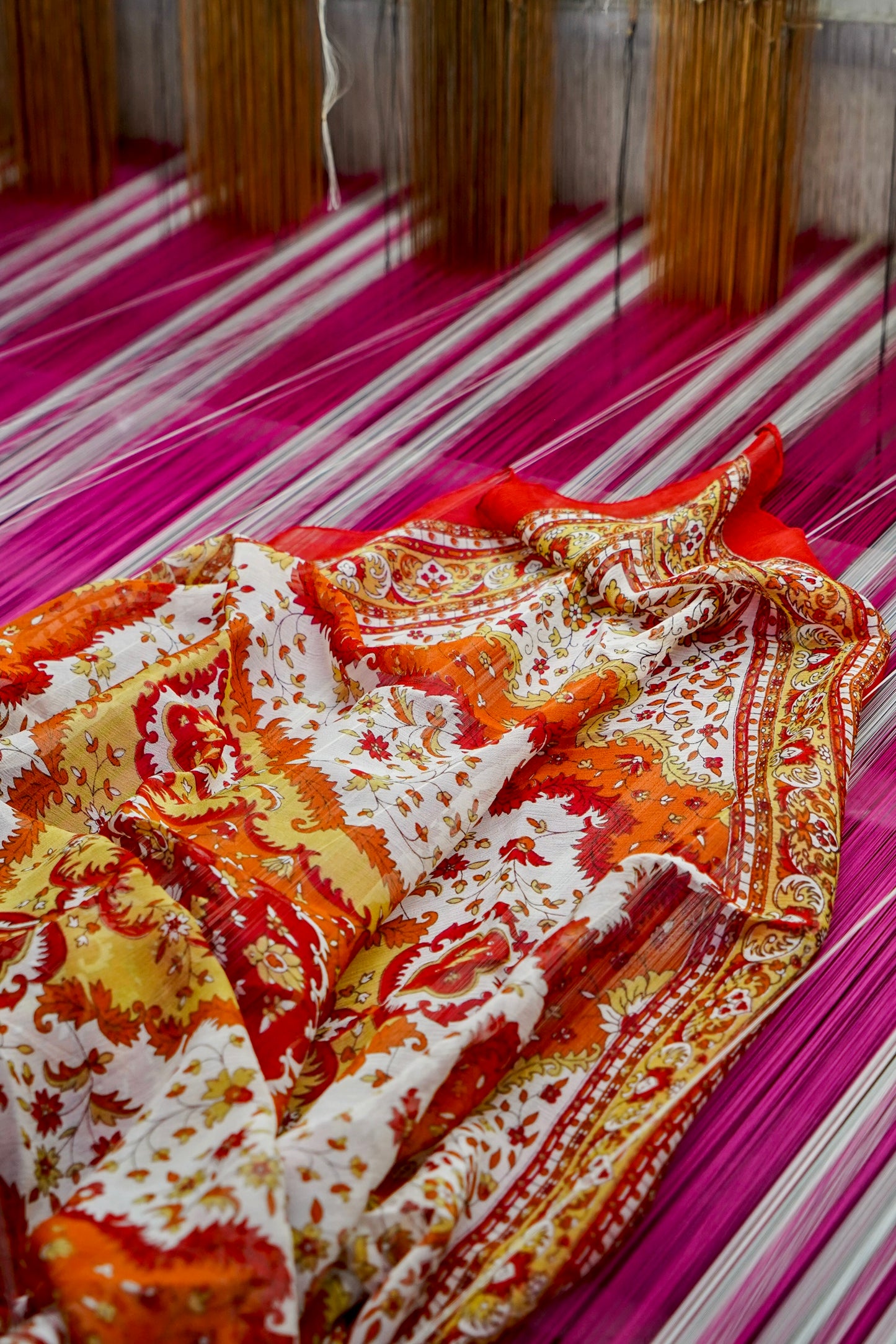 Printed Silk Scarf from Benaras