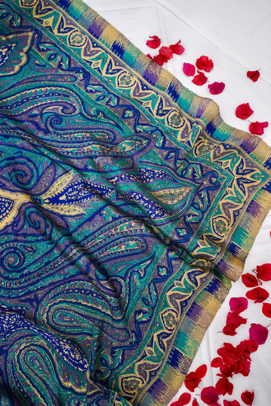 Printed Silk Scarf from Benaras