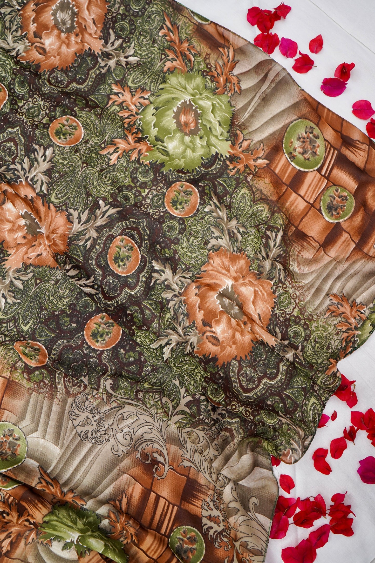 Printed Silk Scarf from Benaras