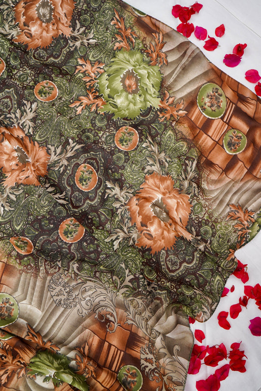 Printed Silk Scarf from Benaras